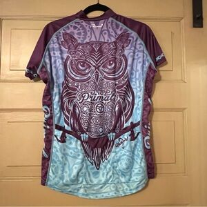 NWT Primal women's XL purple teal owl full zip cycling bike biking jersey top